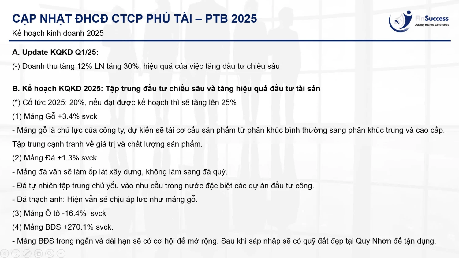 Kế hoạch 2025 của PTB