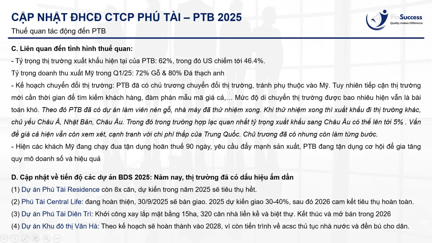 Tác động thuế quan Mỹ đến PTB