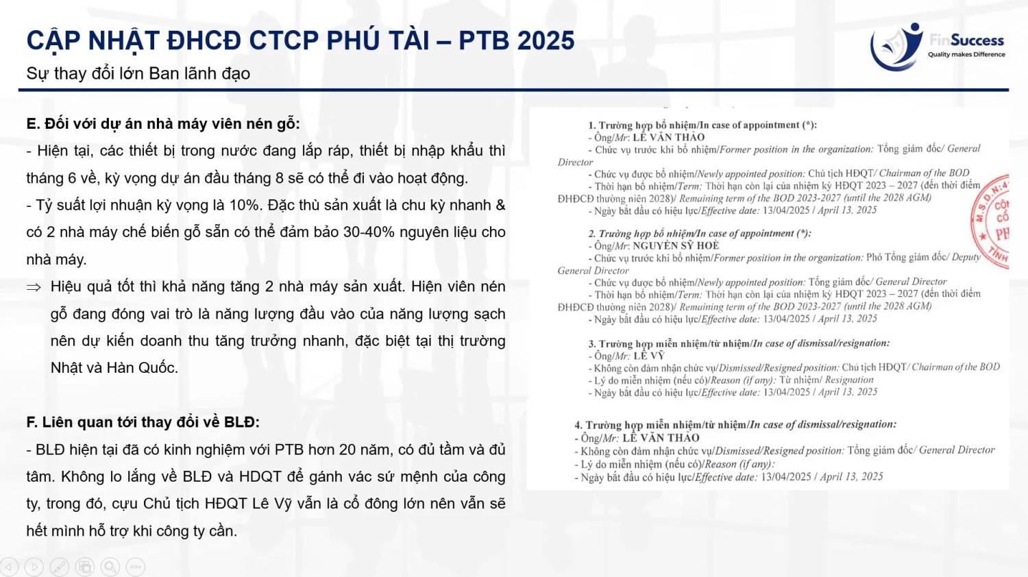 AGM PTB có nhiều thay đổi mới